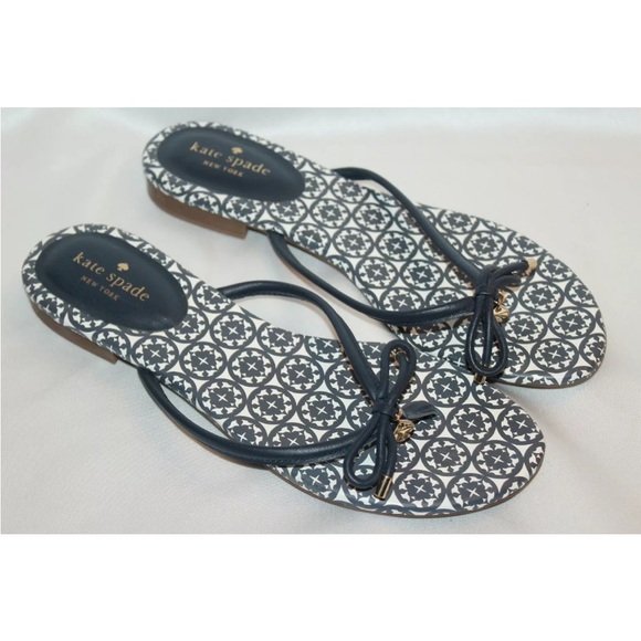 Kate Spade leather bow flip flops sandals - Picture 3 of 8